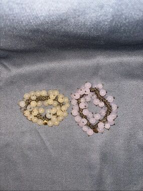 J. Crew Beaded Stretch Bracelet Set - Pink & Cream